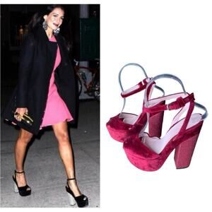 GIAMBA Paris Platform Ankle Velvet Glittered Heels S/S 2015